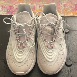 Adidas Women's White and Light Pink Sneakers
